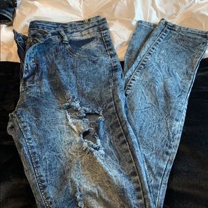 Jean leggings distressed